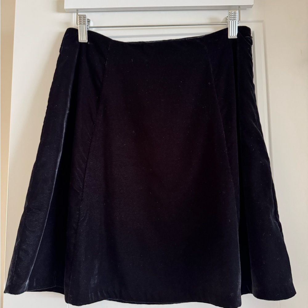 LOFT Black Velvet A-Line Skirt